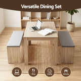 Artiss 3 Piece Dining Sets, 120cm Wooden Dining Table and 2 Upholstered Chairs Set, Space-Saving Modern Kitchen Dining Suite for Home Apartment (Oak)