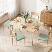Artiss Dining Table and Chairs Set of 5 Compact Kitchen Furniture Natural Light Green In Australia - Darrahopens