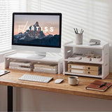 Artiss Monitor Stand and 3-Tier Desk Organiser 2-in-1 Modular Computer Monitor Riser PVC Desktop Shelf Holds 20kg for Office Students Gaming