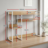 Artist Desk Organizer 2-Tier Desk Shelf 24cm Depth for Unblocked Monitor View Asymmetrical Desk Hutch Dorm for WFH & Gaming Heavy-Duty