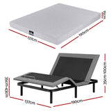 Artiss Double Bed Frame and Giselle Bedding Double Memory Foam Mattress Set, Electric Bed Base with Zero Gravity & 7 Zone Cooling Comfort for Back Pain Relief, Black & Grey,15cm Thickness