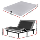 Artiss Queen Bed Frame and Giselle Bedding Queen Memory Foam Mattress Set, Electric Bed Base with Zero Gravity & 7 Zone Cooling Comfort for Back Pain Relief, Black & Grey, 15cm Thickness