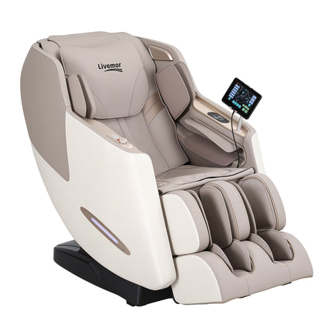 Livemor Elite 4D Massage Chair Recliner, SL Track Zero Gravity & Heat Auto Body Scan, 12 Auto Programs, 3 Zero-G Positions, Foot Rollers, Airbag Compression, Bluetooth Speaker, Wireless Charging In Australia - Darrahopens