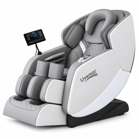 Livemor FLEX Full Body Massage Chair, Zero Gravity, Airbags, Recliner, Dual-Zone Waist & Calf Heat, 5 Auto Programs, 15cm Leg Extension for Different Height, Voice Control, Bluetooth Speakers