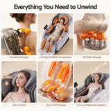 Livemor FLEX Full Body Massage Chair, Zero Gravity, Airbags, Recliner, Dual-Zone Waist & Calf Heat, 5 Auto Programs, 15cm Leg Extension for Different Height, Voice Control, Bluetooth Speakers