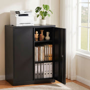 Artiss 100cm Steel Locker Cabinet Filing Mental Storage 100cm 3-Point Lock 2 Adjustable Shelves Black