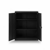 Artiss 100cm Steel Locker Cabinet Filing Mental Storage 100cm 3-Point Lock 2 Adjustable Shelves Black