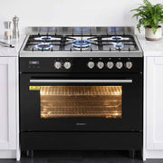 Devanti 90cm Dual Fuel Cooker Gas Cooktop Electric Oven 5 Burner In Australia - Darrahopens
