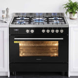 Devanti 90cm Dual Fuel Cooker Gas Cooktop Electric Oven 5 Burner In Australia - Darrahopens