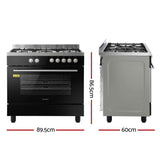 Devanti 90cm Dual Fuel Cooker Gas Cooktop Electric Oven 5 Burner In Australia - Darrahopens