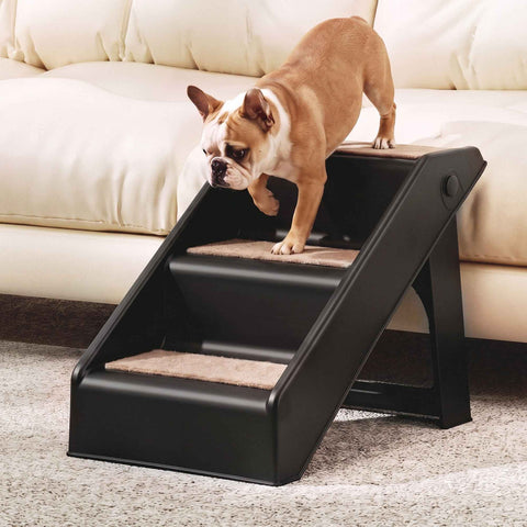 i.Pet Dog Ramp 3 Steps Pet Stairs For Bed Sofa Car Foldable Portable Ladder Black In Australia - Darrahopens
