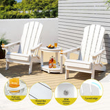 Gardeon Outdoor Table and Chairs HDPE Folding Adirondack Beach Chair Patio Furniture White