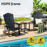 Gardeon Outdoor Chairs HDPE Adirondack Beach Chair Sun Lounge Patio Furniture Garden Black