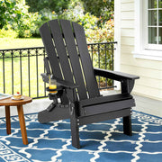Gardeon Outdoor Chairs Folding Adirondack Beach Chair HDPE Sun Lounge Patio Furniture Garden Black