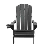 Gardeon Outdoor Chairs Folding Adirondack Beach Chair HDPE Sun Lounge Patio Furniture Garden Black