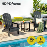 Gardeon Outdoor Chairs Folding Adirondack Beach Chair HDPE Sun Lounge Patio Furniture Garden Black