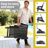 Gardeon Outdoor Chairs Folding Adirondack Beach Chair HDPE Sun Lounge Patio Furniture Garden Black