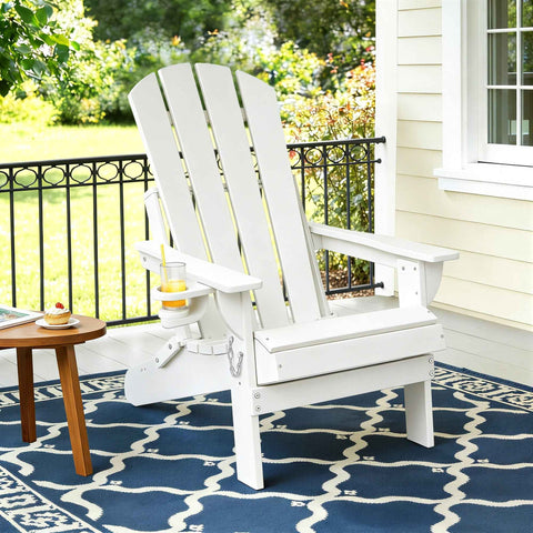 Gardeon Outdoor Chairs Folding Adirondack Beach Chair HDPE Sun Lounge Patio Furniture Garden White