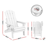 Gardeon Outdoor Chairs Folding Adirondack Beach Chair HDPE Sun Lounge Patio Furniture Garden White