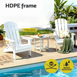 Gardeon Outdoor Chairs Folding Adirondack Beach Chair HDPE Sun Lounge Patio Furniture Garden White