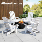 Gardeon Outdoor Chairs Folding Adirondack Beach Chair HDPE Sun Lounge Patio Furniture Garden White