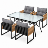 Gardeon 5PC Outdoor Dining Set 120CM Table and Chairs Patio Furniture Garden Cushion In Australia - Darrahopens