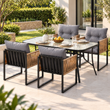 Gardeon 5PC Outdoor Dining Set 140CM Table and Chairs Patio Furniture Garden Cushion In Australia - Darrahopens
