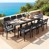 Gardeon Outdoor Dining Set 11PCS Aluminum Extendable Table and Chairs Patio Furniture Black In Australia - Darrahopens