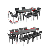 Gardeon Outdoor Dining Set 11PCS Aluminum Extendable Table and Chairs Patio Furniture Black