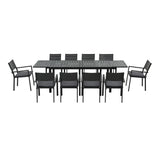 Gardeon Outdoor Dining Set 11PCS Aluminum Extendable Table and Chairs Patio Furniture Black
