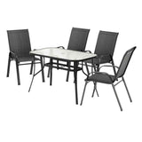 Gardeon 5PC Outdoor Dining Set Table and Chairs Patio Furniture Bistro Set Garden Black In Australia - Darrahopens
