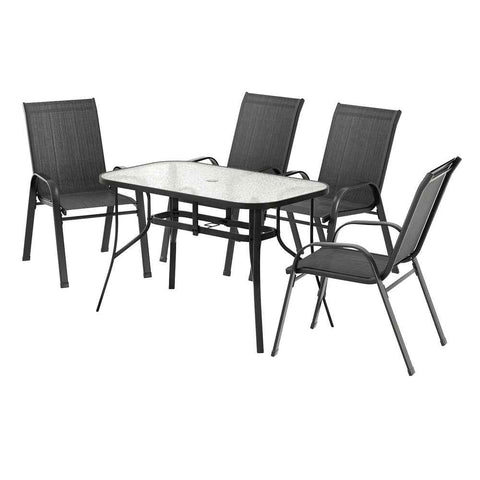 Gardeon 5PC Outdoor Dining Set Table and Chairs Patio Furniture Bistro Set Garden Black In Australia - Darrahopens