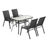 Gardeon 5PC Outdoor Dining Set Table and Chairs Patio Furniture Bistro Set Garden Black In Australia - Darrahopens