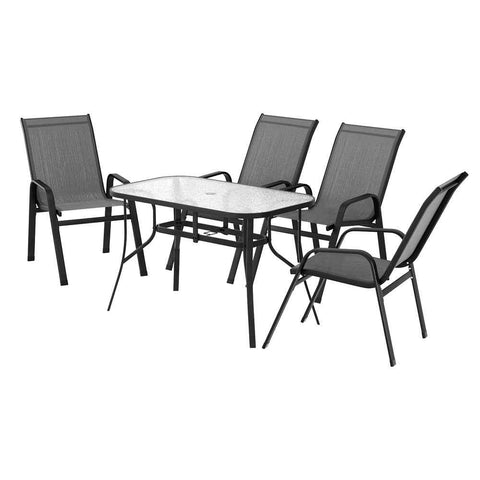 Gardeon 5PC Outdoor Dining Set Table and Chairs Patio Furniture Bistro Set Garden Grey In Australia - Darrahopens