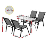 Gardeon 5PC Outdoor Dining Set Table and Chairs Patio Furniture Bistro Set Garden Grey In Australia - Darrahopens