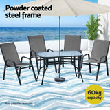 Gardeon 5PC Outdoor Dining Set Table and Chairs Patio Furniture Bistro Set Garden Grey In Australia - Darrahopens