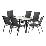 Gardeon 7PC Outdoor Dining Set Table and Chairs Patio Furniture Garden Bistro Set Black In Australia - Darrahopens