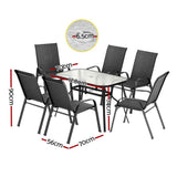 Gardeon 7PC Outdoor Dining Set Table and Chairs Patio Furniture Garden Bistro Set Black In Australia - Darrahopens