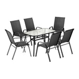 Gardeon 7PC Outdoor Dining Set Table and Chairs Patio Furniture Garden Bistro Set Black In Australia - Darrahopens
