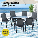 Gardeon 7PC Outdoor Dining Set Table and Chairs Patio Furniture Garden Bistro Set Black In Australia - Darrahopens