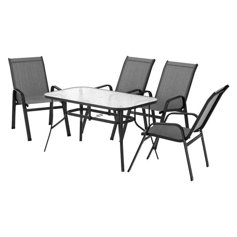 Gardeon 5PC Outdoor Dining Set Table and Chairs Patio Furniture Bistro Set Garden Grey In Australia - Darrahopens