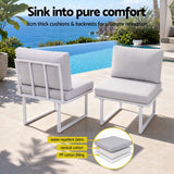 Gardeon 6 Seater Outdoor Dining Sofa Set Steel Frame Cushions White