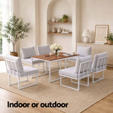Gardeon 6 Seater Outdoor Dining Sofa Set Steel Frame Cushions White