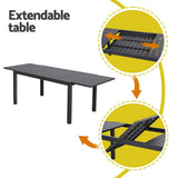 Gardeon Outdoor Dining Set 9PCS Aluminum Extendable Table Chairs Patio Furniture In Australia - Darrahopens