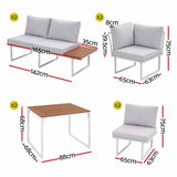 Gardeon 8 Seater Outdoor Dining Sofa Set with WPC Side Tables Patio Furniture White
