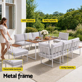 Gardeon 8 Seater Outdoor Dining Sofa Set with WPC Side Tables Patio Furniture White