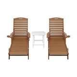 Gardeon Sun Lounge Lounger Table and Chairs Beach Chair HDPE Patio Outdoor Furniture Wheels Brown