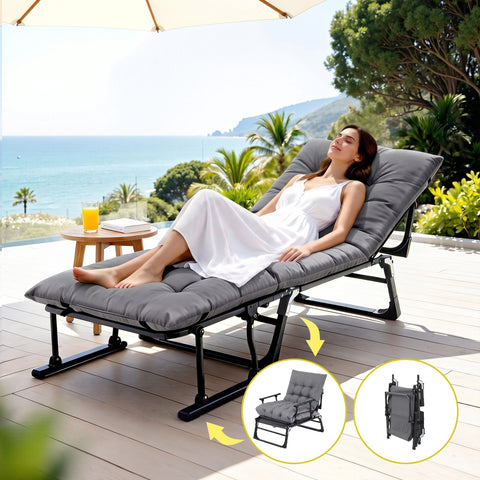 Gardeon 3-in-1 Sun Lounger Folding Camping Chair Adjustable Recliner Patio Furniture for Office Nap, Poolside In Australia - Darrahopens