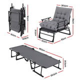 Gardeon 3-in-1 Sun Lounger Folding Camping Chair Adjustable Recliner Patio Furniture for Office Nap, Poolside In Australia - Darrahopens