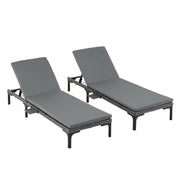 Gardeon 2PC Sun Lounger PE Rattan Recliners with Cup Holder Cushion Rain Cover